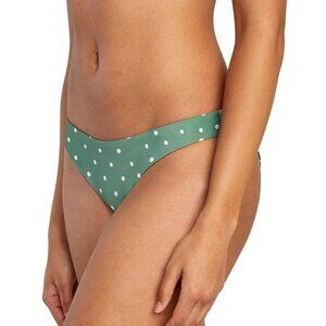 NWOT RVCA Swimsuit Bikini Cheeky Low Rise Hipster Bottom Green Polka Dot